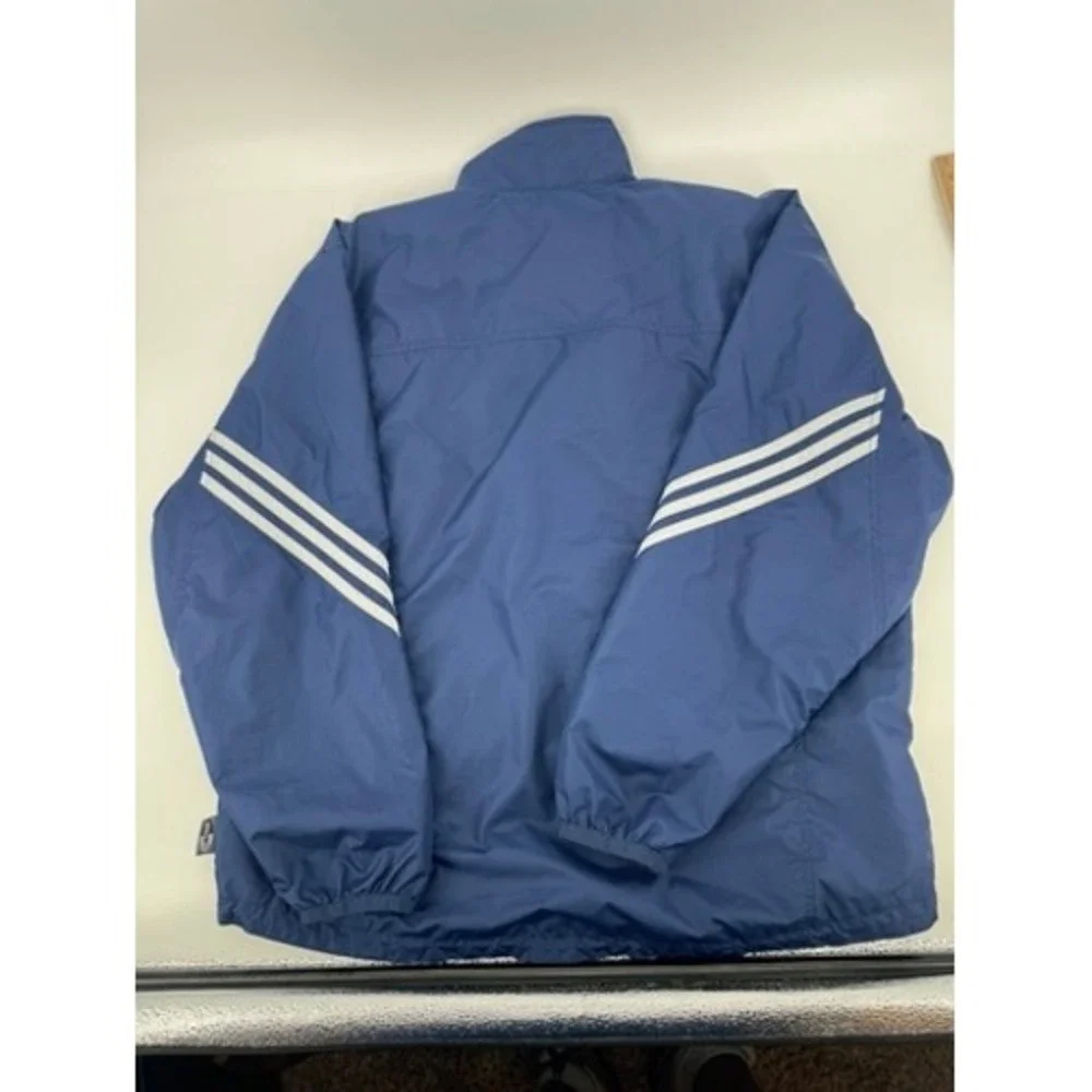 Adidas Windbreaker Jacket Mens Medium Navy Blue ClimaProof 3-Stripe Track Zip Up